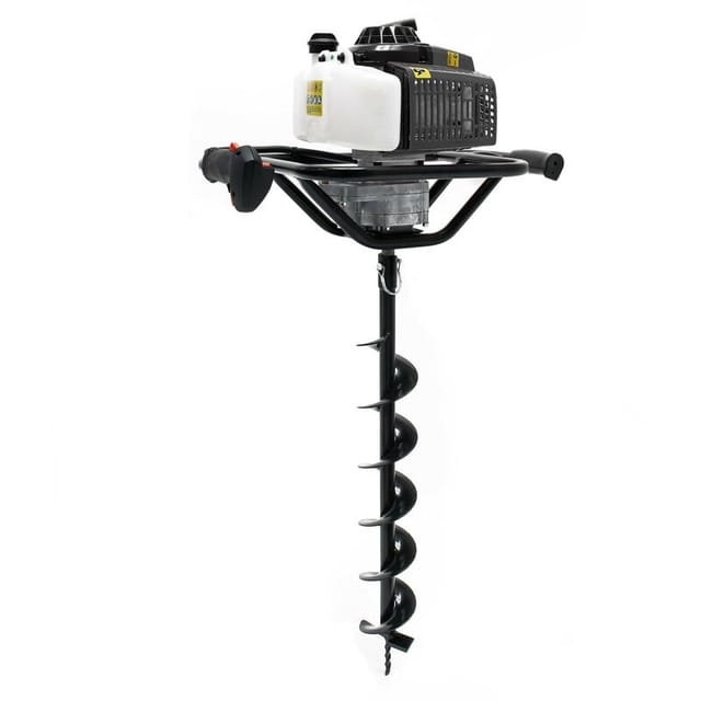 Set Erdlochbohrer 2,2 kW 63 ccm und 100 mm Bohrschnecke, Erdbohrer mit 2 Takt Benzinmotor, Pfahlbohrer Motorerdbohrer für saubere Bohrungen - Wiltec