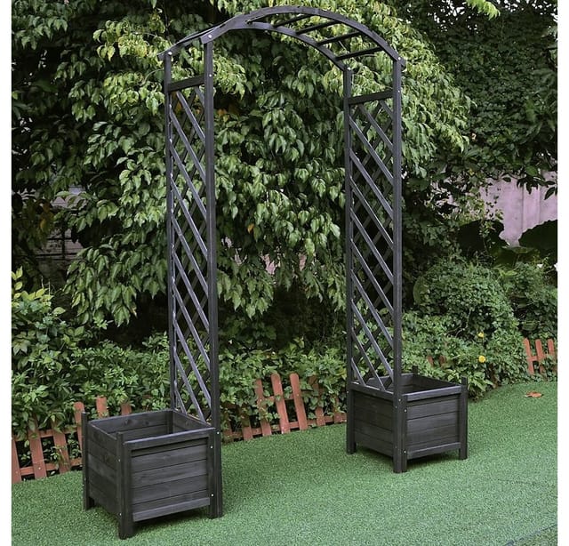 Mucola - Rosenbogen Schwarz Rankhilfe Blumenkübel Torbogen Spalier Rankgitter Pergola