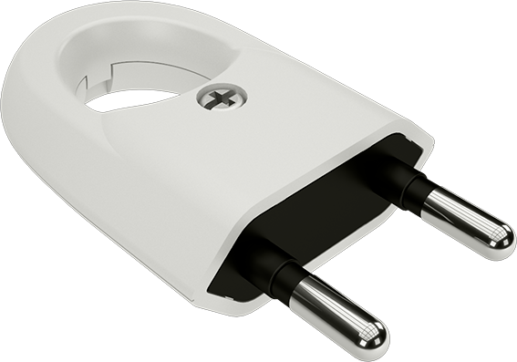 Gerader männlicher Stecker Eur Ohm weiß 6 Ampere