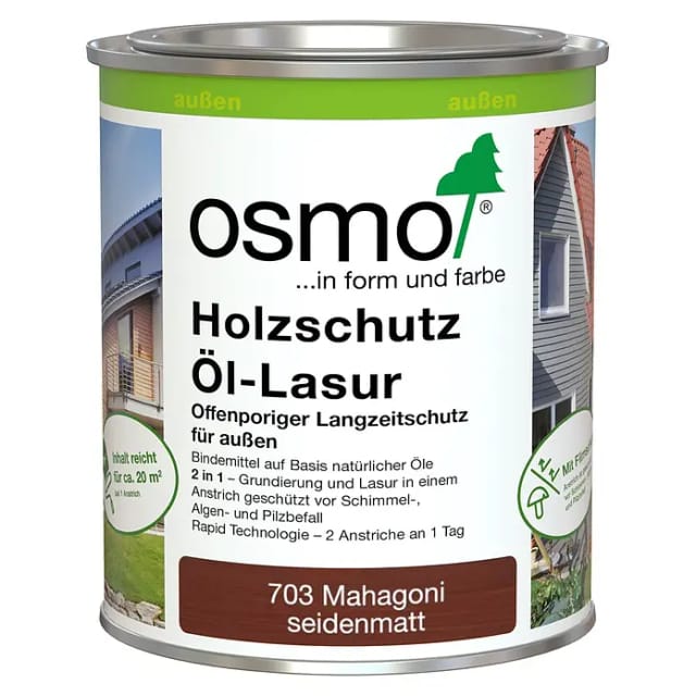 Holzschutz Öl-Lasur Mahagoni 0,75 l - 12100004 - Osmo