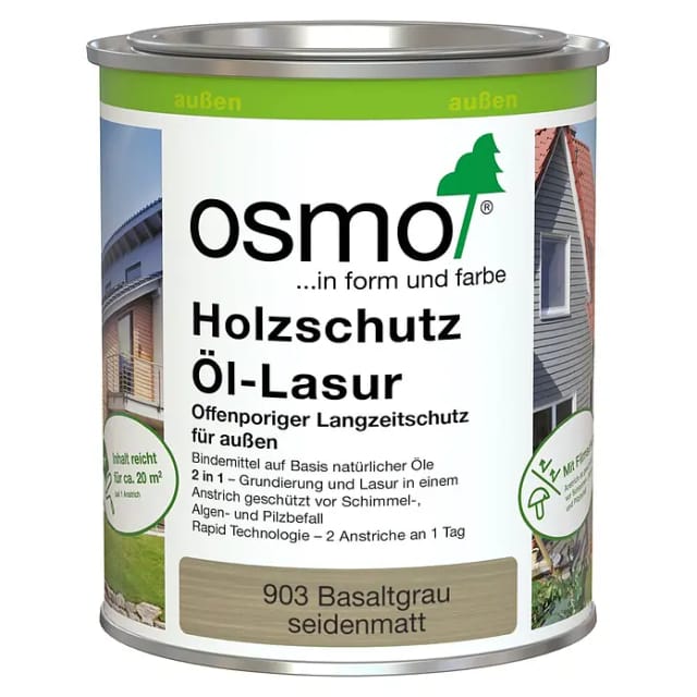 Holzschutz Öl-Lasur Basaltgrau 0,75 l - 12100026 - Osmo