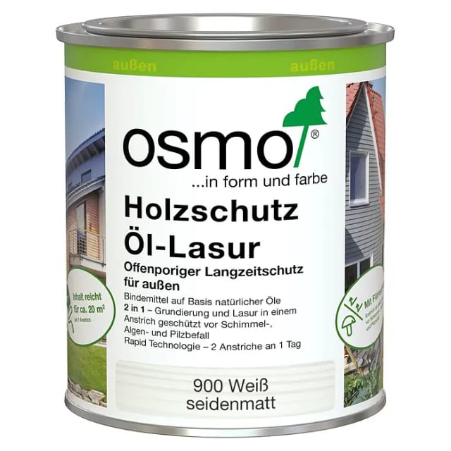 Holzschutz Öl-Lasur Weiß 0,75 l - 12100023 - Osmo