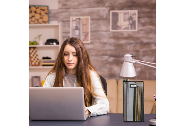 Stehsammler Metall, din A4, Stehordner breit, Mesh, Zeitschriftensammler Büro, hbt: 32 x 16 x 24,5 cm, schwarz - Relaxdays