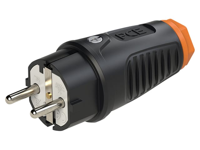 Gummi-Schutzkontaktstecker Taurus2, schwarz/orange - PCE
