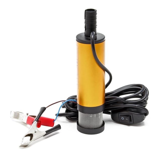 Wiltec - Mini Pumpe 12 l/min 8700 U/min 12 v, 19 mm Auslass, Tauchpumpe für Wasser und Dieselöl, mit Ansauggitter zum Ablassen von Flüssigkeit,