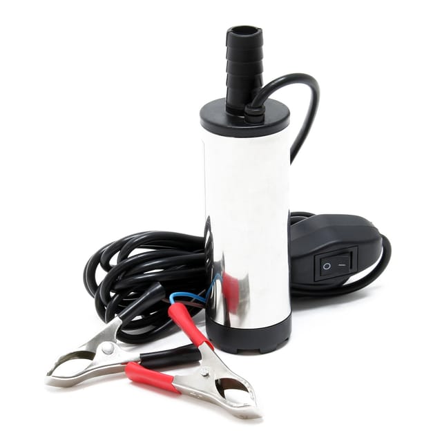 Wiltec - Mini Pumpe 12 l/min 8700 U/min 12 v, 16 mm Auslass, Tauchpumpe für Wasser und Dieselöl, zum Ablassen von Flüssigkeit, Entwässerung, Umpumpen