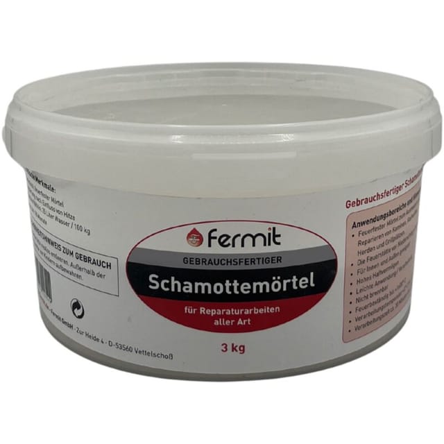 Fermit Schamottmörtel 3 kg feuerfest Schamott Mörtel 1600°C Kleber Feuerraum
