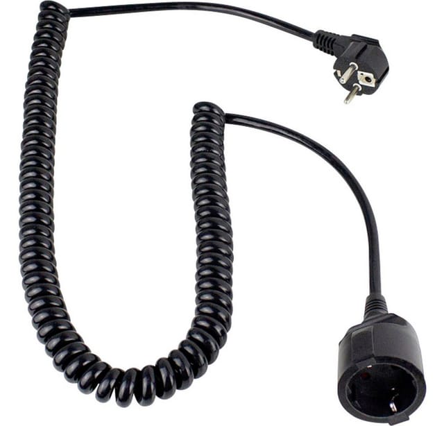 AS Schwabe 70410 Strom Verlängerungskabel 16 A Schwarz 2.50 m H05VV-F 3G 1,5 mm² Spiralkabel