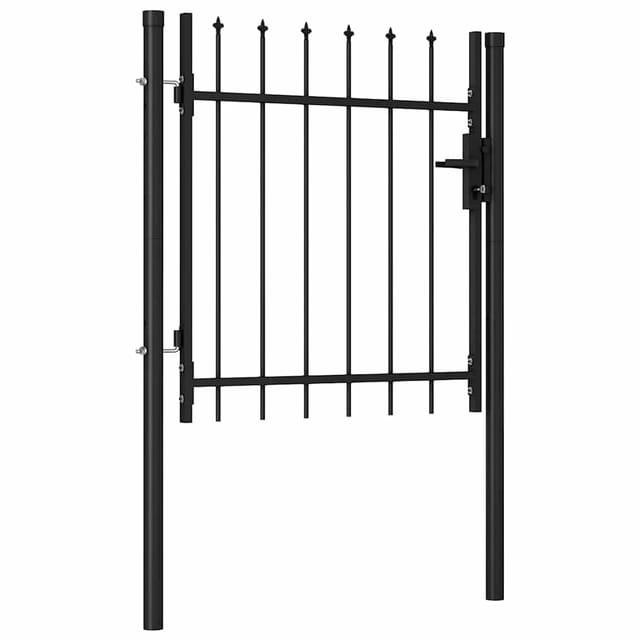 Zauntor Einzelflügel mit Speerspitzen Stahl 1 x 1 m Schwarz Vidaxl