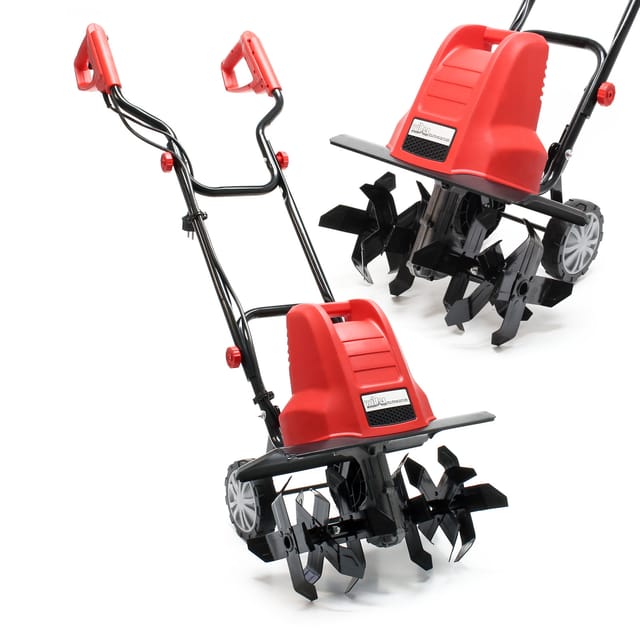 Wiltec - Elektro Gartenhacke 1500 w mit 400 U/min, elektrische Gartenfräse mit 220 mm Arbeitstiefe, Motorhacke mit 24 Klingen, Bodenfräse auf Rädern