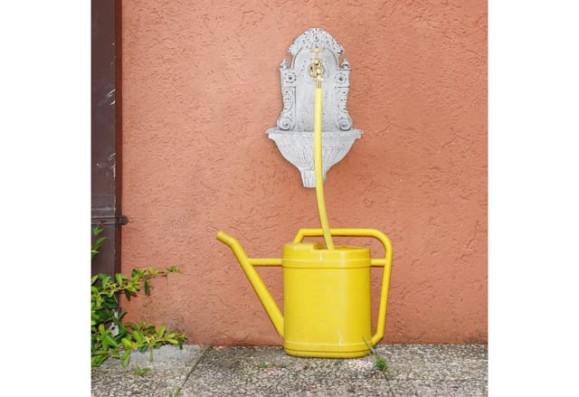 Relaxdays Wandbrunnen antik, mit Wasserhahn, nostalgisch, Waschbecken Garten, Aluguss, HBT 40 x 24,5 x 13 cm, schwarz