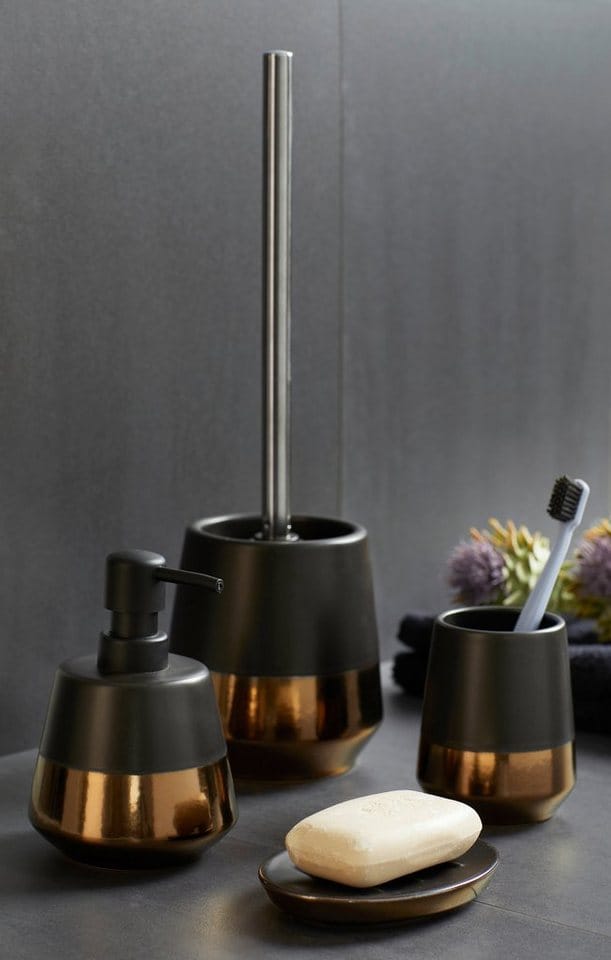 Seifenspender Brandol Keramik, Flüssigseifen-Spender, 450 ml, Schwarz, Keramik schwarz - schwarz - Wenko