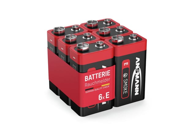 6 ANSMANN Alkaline longlife Rauchmelder 9V Block Batterien - Premium Qualität