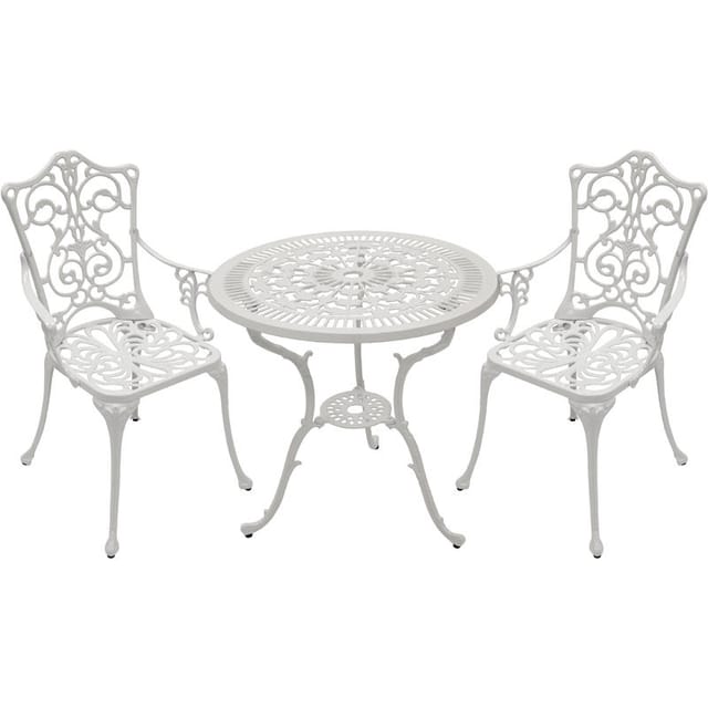 Bistroset LUGANO 3-teilig, Aluguss weiss