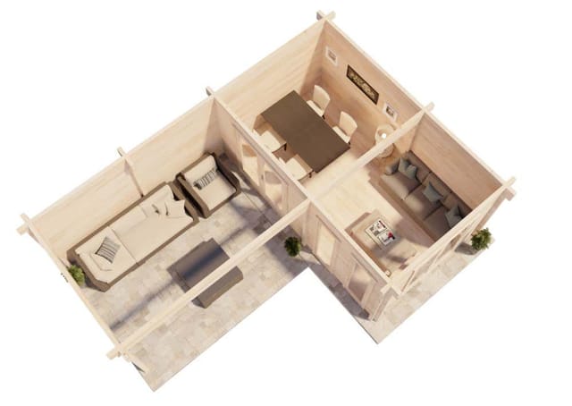 Alpholz Flachdach Gartenhaus Modell Quinta iso Gartenhaus aus Holz, Holzhaus mit 70 mm Wandstärke inklusive Schleppdach Blockbohlenhaus