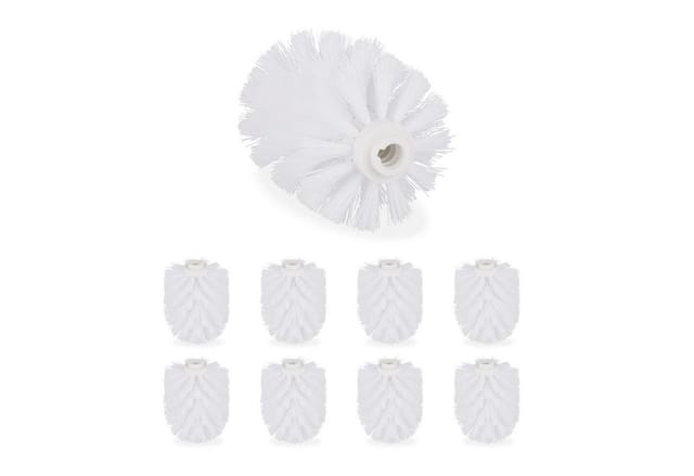 Relaxdays - Ersatzbürstenkopf für Klobürste, im 9er Set, Ersatz wc Bürstenkopf, Kunststoff, 12 mm Gewinde, d: 8 cm, weiß