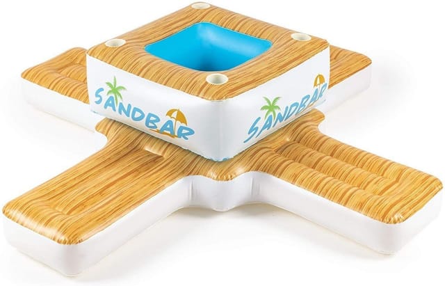 SandBar Aufblasbare Matratze mit integrierter Kühlbox 242x242x67 cm mit 4 Sitzplätzen, Kühlbox und 4 Untersetzern - Bestway