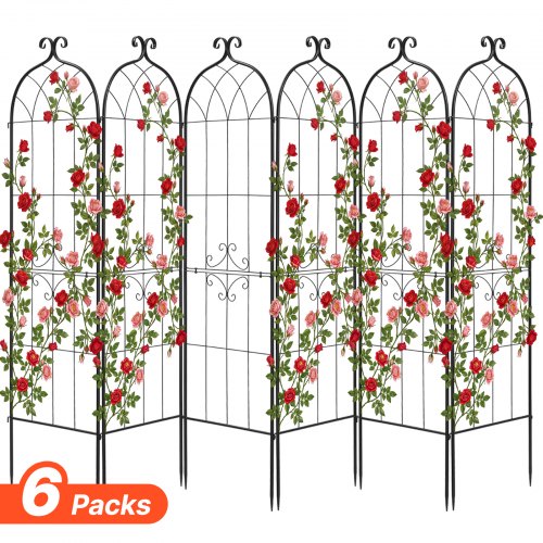 Rankgitter, 180x52,5 Cm 6er-pack, Metall Rankhilfe Mit Pulverbeschichteter Oberfläche & Verriegelungsmechanismus, Kletterhilfe, Garten Spalier, Pflanzengitter Für Blumen, Gemüse & Rosen