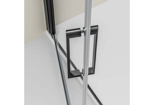 Eckdusche Bernstein NT416 Drehtür 8 mm Nano Echtglas - Tür 80 cm, feststehendes Glas 80 cm, Schwarz matt