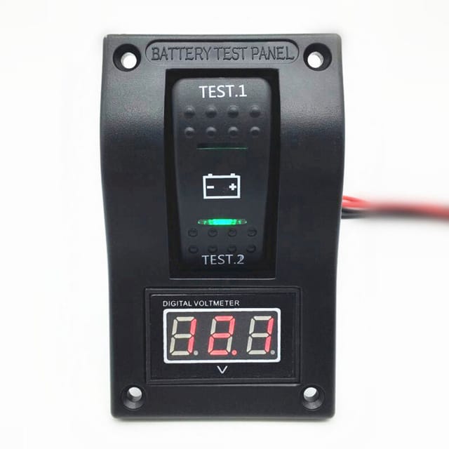 Tonchean - 1-Bit on-off-on Schalter Panel Boot Wippschalter Yacht Batterieschalter + Digitalanzeige Voltmeter