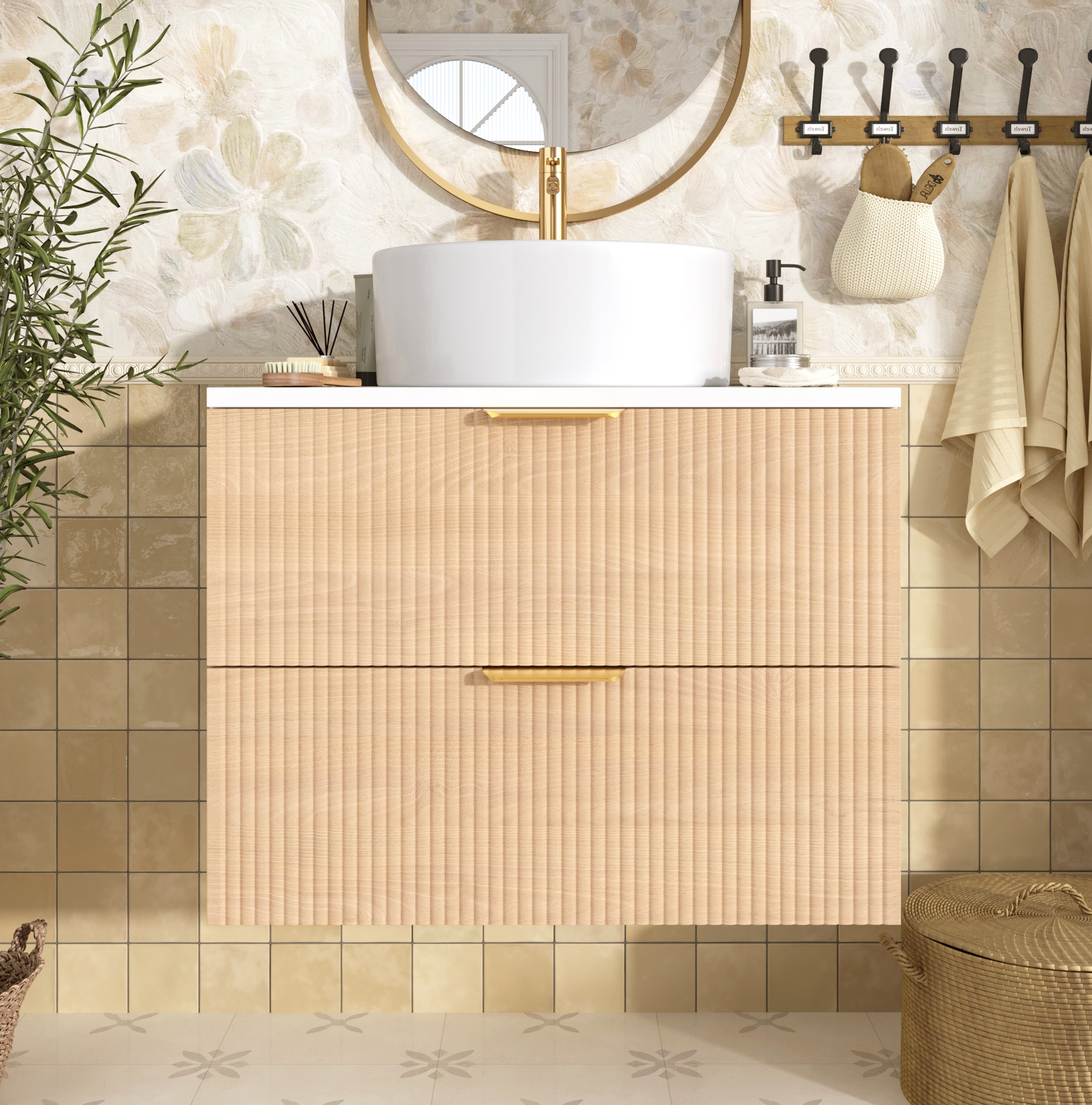 Möbel Schrank 60 Cm Aufbewahrung Mdf Natural Wood Okmyhome
