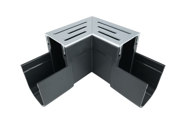 Ecke für schmale Entwässerungsrinnen Aluminium 155 x 155 - Pro