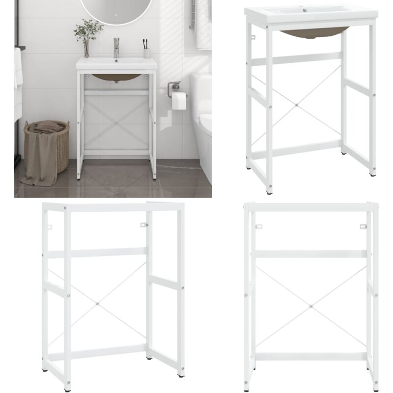 Badezimmer-waschtischgestell Mit Waschbecken Weiß Eisen - Badezimmer Waschen - Waschtisch Gestell - Keramik Waschbecken - Untergestell Waschtisch - Weißes Badezimmer - Home & Living