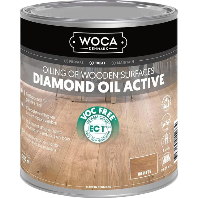Woca - Diamant Aktiv Öl Holzbodenöl Pflegeöl für alle Holzarten weiß 0,75 Liter