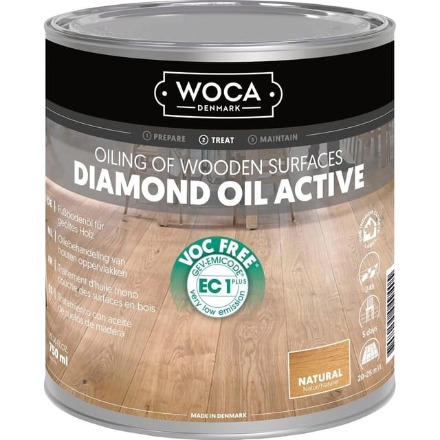 Woca - Diamant Aktiv Öl Holzbodenöl Pflegeöl für alle Holzarten natur 0,75 Liter