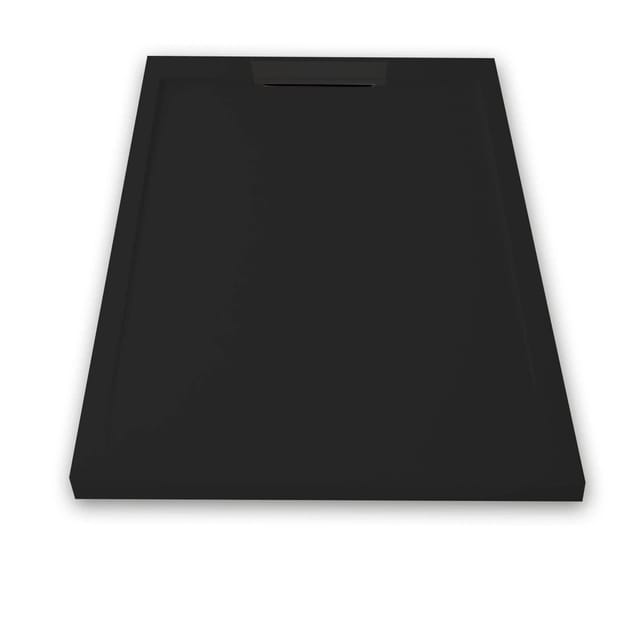 Mineralguss-Duschwanne extra flach lux Schieferoptik schwarz 90x160cm Auslaufschutz in Farbe