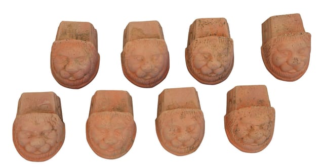 Biscottini - Set mit 8 Terrakotta-Untertassen Füßen 10x8x8 cm. Löwenkopf-Terrakotta-Untertassen. Blumen-Untertassen Innen- und Außenbereich