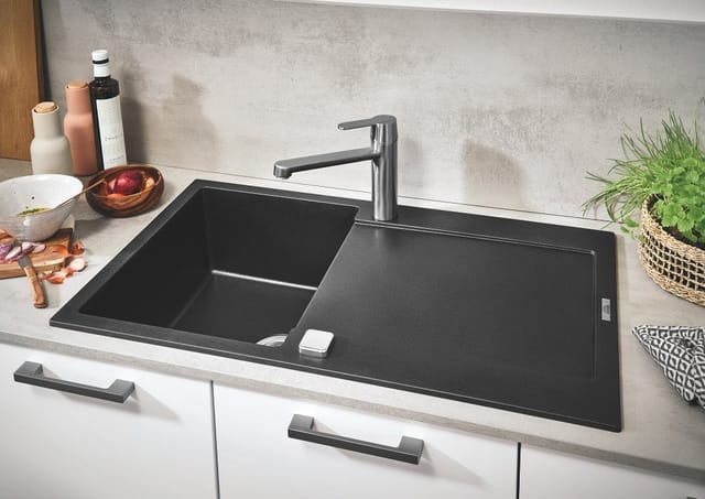Abwäschen - Kompositspüle K500, Ablaufgarnitur mit Exzenterbedienung, 86x50 cm, schwarz Granit 31644AP0 - Grohe