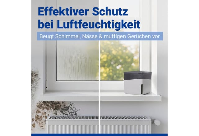 Raumentfeuchter Cube Grau 1000 g 2er Set, Luftentfeuchter, Grau, Kunststoff (abs) hellgrau, Calciumchlorid weiß, Kunststoff (abs) anthrazit - grau