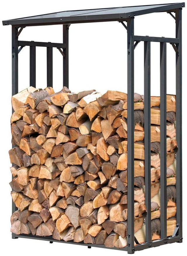 Quick-star - Metall Kaminholzregal Anthrazit 130 x 70 x 185 cm Garten Kaminholzunterstand 1,6 m³ / 2,5 srm Kaminholzlager Stapelhilfe Aussen