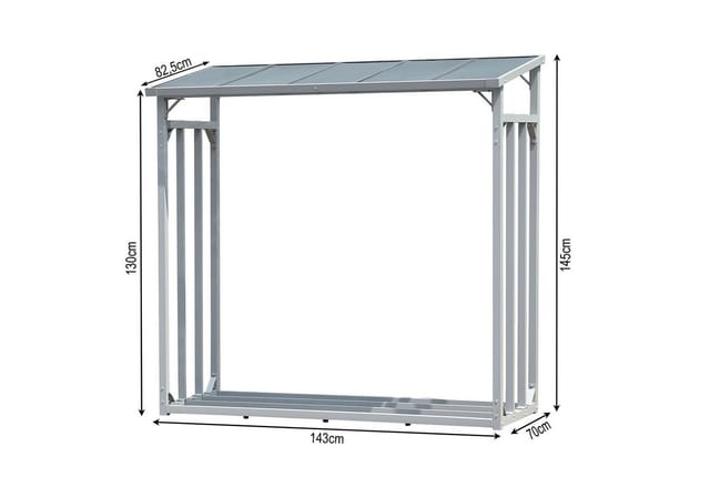 ALUMINIUM Kaminholzregal 143 x 70 x 145 cm Garten Kaminholzunterstand 1,6 m³ Kaminholzlager Stapelhilfe Aussen
