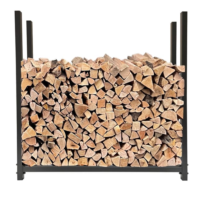 Quick-star - Metall Kaminholzregal Anthrazit 113 x 25 x 115 cm Garten Kaminholzunterstand 0,5 m³ Stapelhilfe Aussen mit Schutzhülle Grau