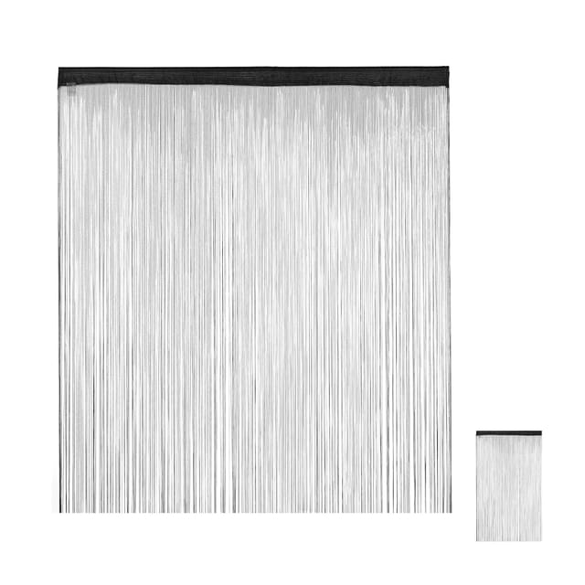 Relaxdays - Fadenvorhang schwarz, kürzbar, Tunneldurchzug, für Türen & Fenster, waschbar, Fadengardine, 145x245 cm, black