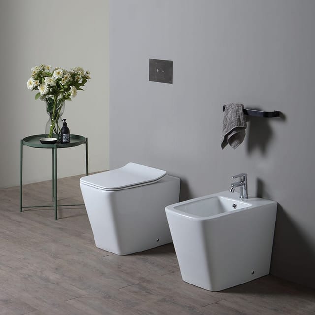 Kiamami Valentina - Wc Ohne Spülrand, Bidet + Toilettensitz Mit Absenkautomatik Rock