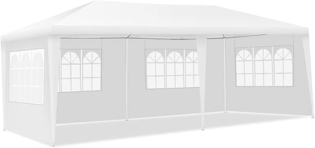 3x6m Gartenpavillon mit 4 abnehmbaren Seitenwaenden Partyzelt,Gartenzelt,Pavillon inkl.Tragetasche,weiss - Costway