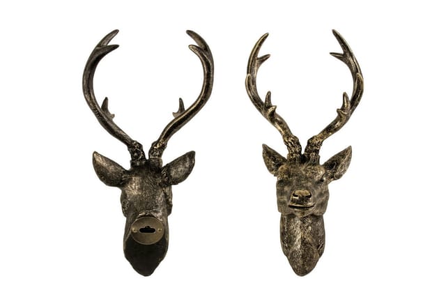 Hirschgeweih Bronze Optik - 10 Ender 30x15 cm - Hirschkopf Wand Deko Jagd Geweih