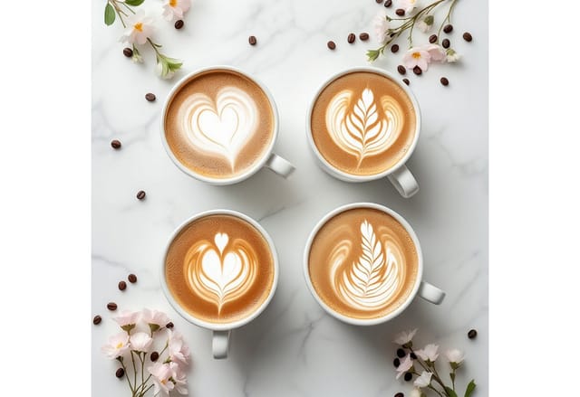 Spetebo - Cappuccino Tasse mit Unterteller - weiß / 4er Set - Kaffeetasse mit Untersetzer