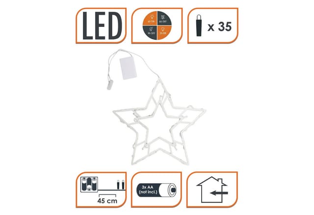 Led Fensterbild mit Dual Timer - Stern - Weihnachts Fenster Deko Silhouette warm weiß beleuchtet