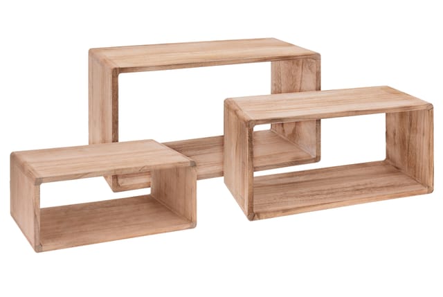 Wandregal Rechteck 3er Set aus Holz - 45/40/35 cm - Hängeregal Würfel Regal