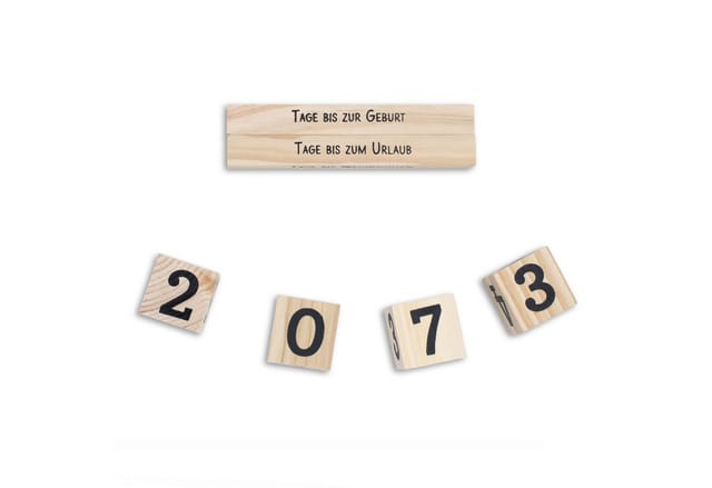 Countdown Holz Würfel - 16 x 6 cm - Tageszähler Kalender mit 8 Sprüchen - Dauerkalender für Hochzeit Prüfung Geburtstag Ruhestand Urlaub Weihnachten