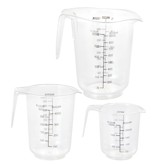 Spetebo - Messbecher Set 3-teilig aus Kunststoff - 250 ml, 500 ml, 1000 ml - Messkanne