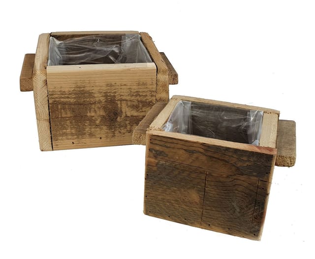 Spetebo - Holz Pflanzkasten 2er Set - 18 + 14 cm - Deko Pflanztopf Blumentopf Kräutertopf
