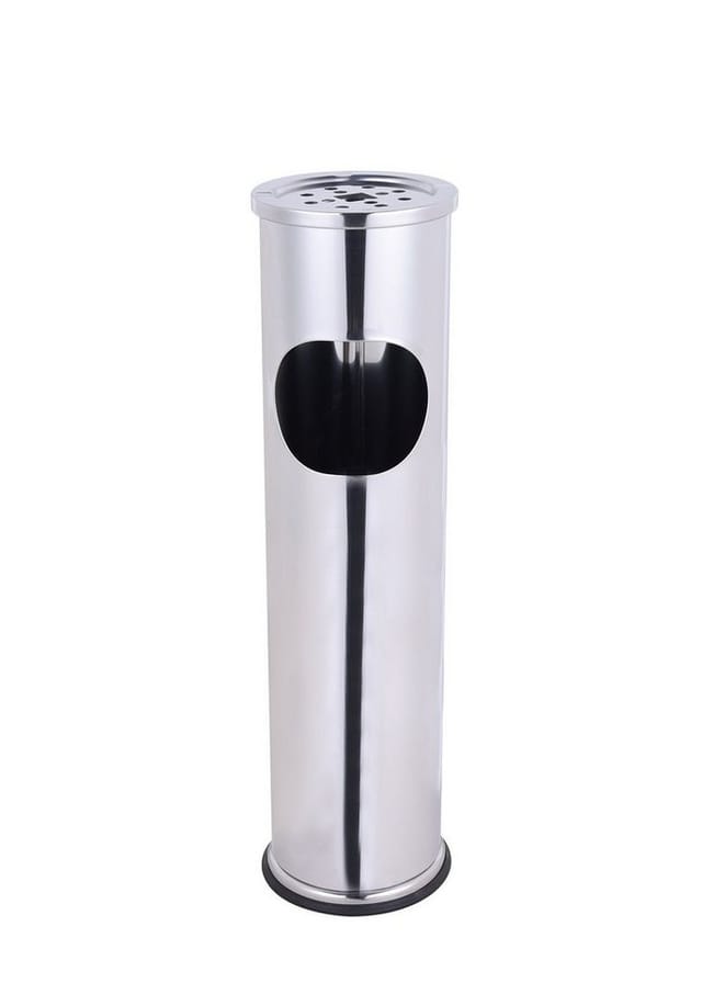 Edelstahl Stand Aschenbecher - 56 x 14 cm - Freistehender Arscher mit integriertem Mülleimer