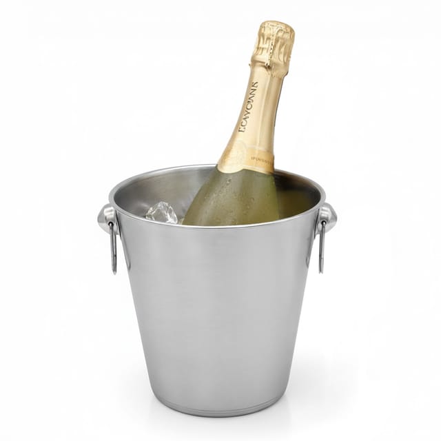 Edelstahl Sektkühler matt - 20 cm - Champagnerschale Eiskübel Getränkekühler elegant - mit Griffringen
