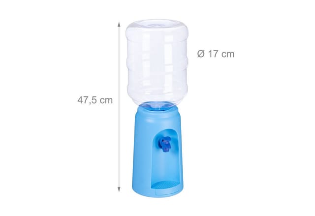 Wasserspender mit Tank & Zapfhahn, Tisch Trinkwasserspender Büro, 4,5 l, Kunststoff, h x d: 47,5 x 17 cm, blau - Relaxdays
