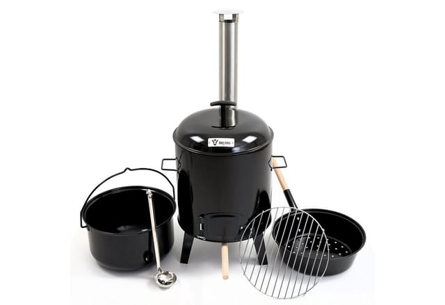 Emaillierte Gulaschkanone mit Deckel, Kessel 17L und Pfanne - Bbq-toro